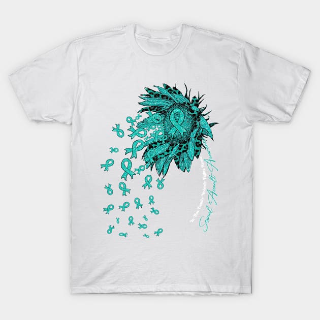 Sexual Assault Awareness - sunflower nobody fights alone T-Shirt by Lewis Swope